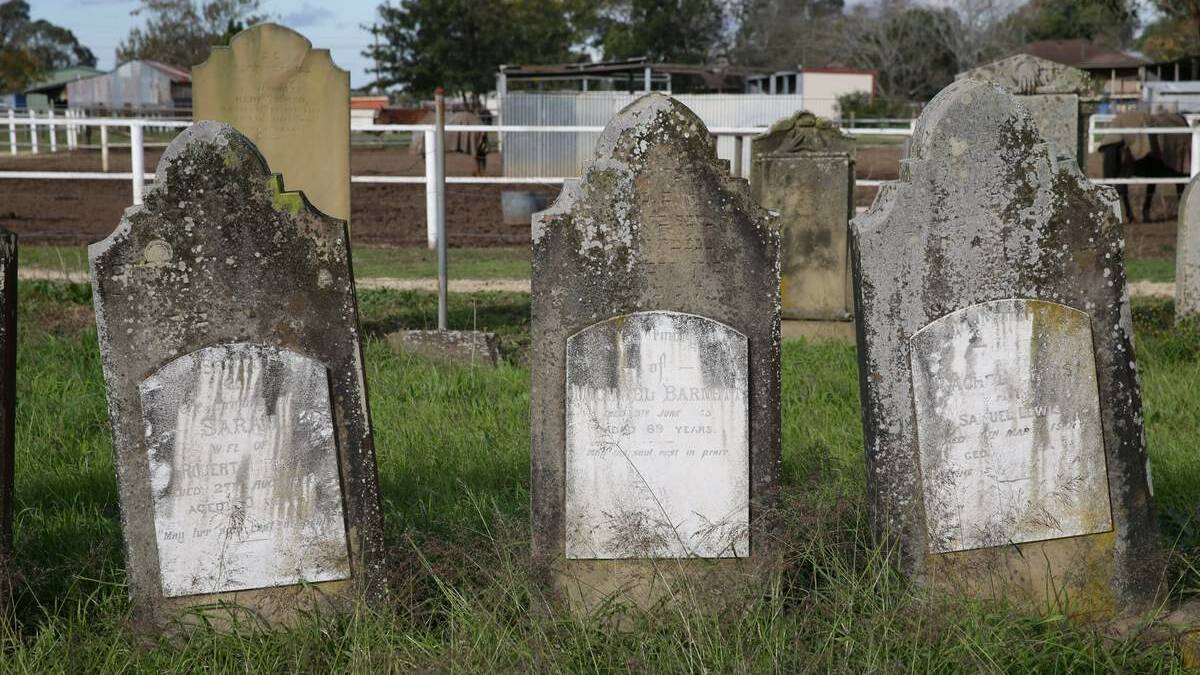 Some of the damaged head stones at the Maitland Jewish Cemetery. Picture: Ryan Osland