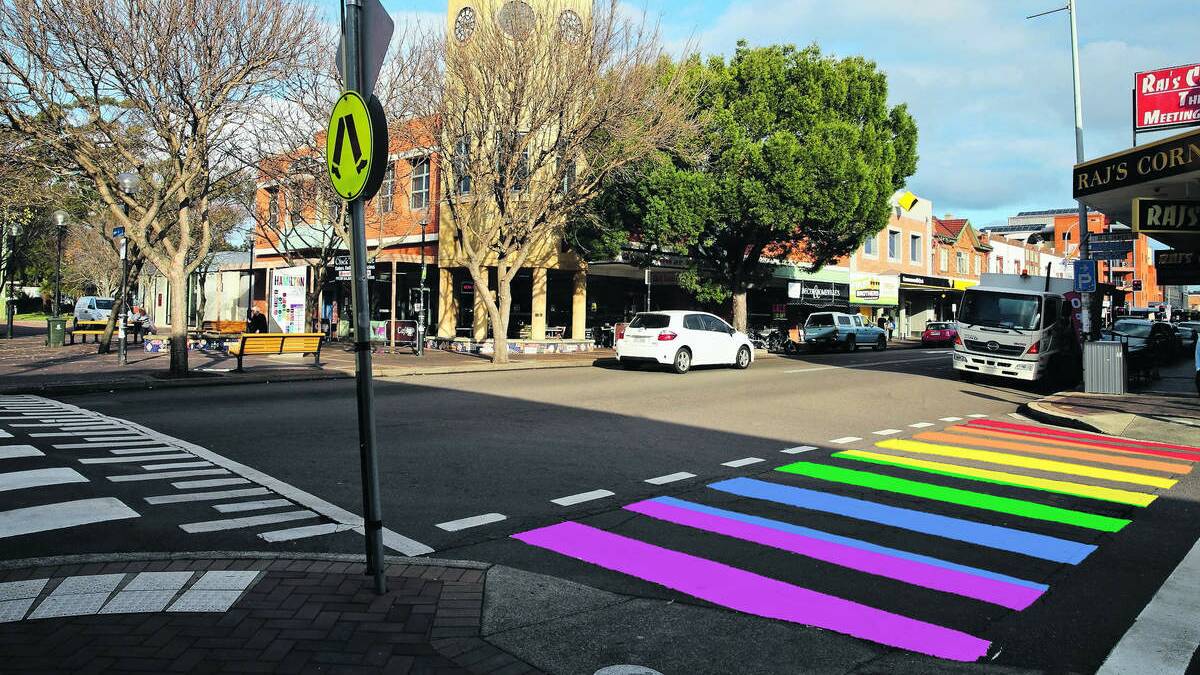 A rainbow crossing on a street is considered too dangerous, and the cost has put plans on hold temporarily.  An artist's impression of a rainbow crossing in Hamilton. 
