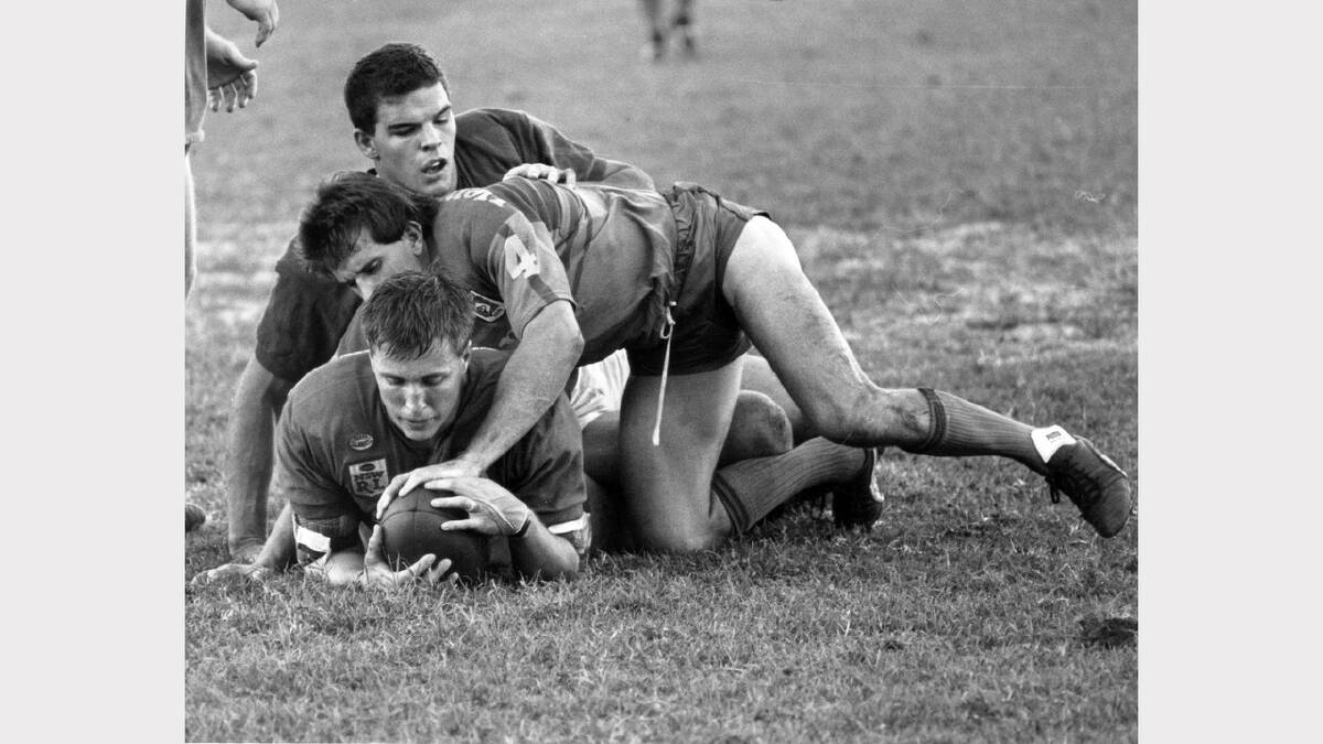 Newcastle Knights in 1988. Knights vs Rabbitohs at International Sports Centre. Number 4 is Glenn Miller.