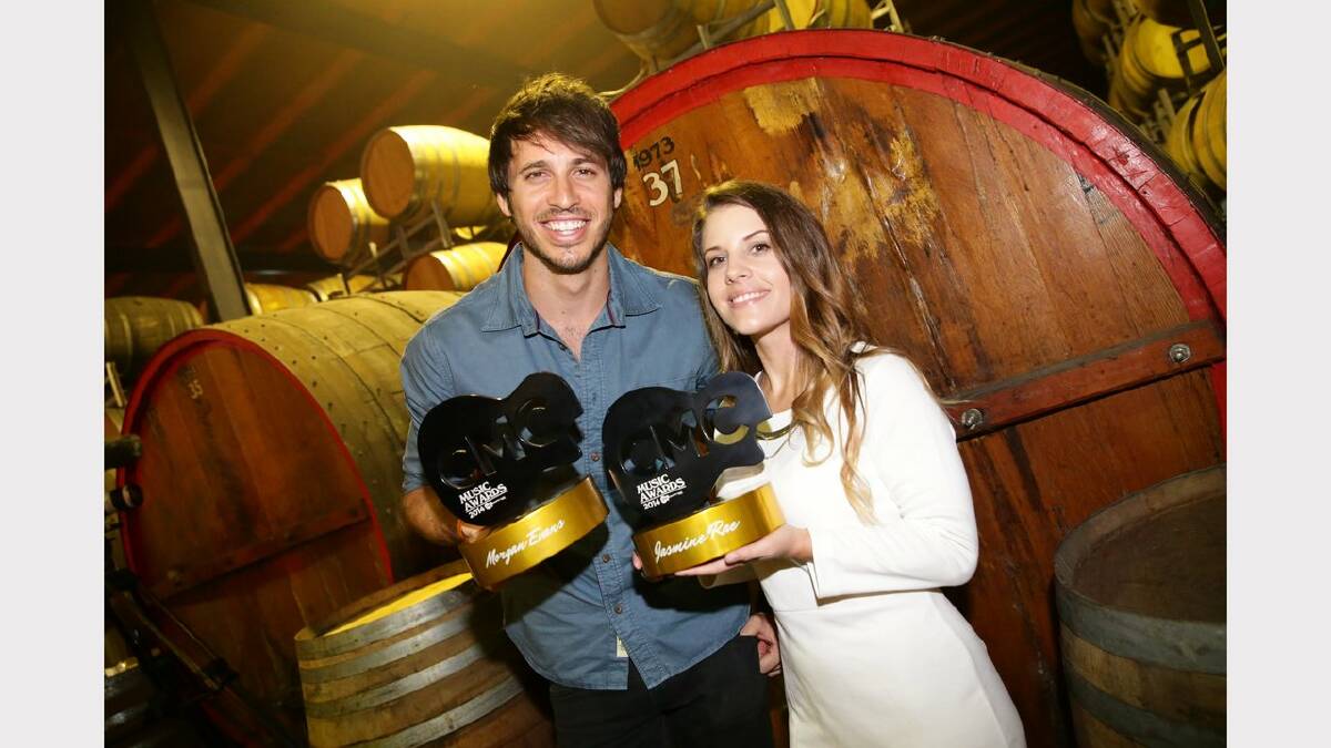 CMC Music awards 2014 held at Hope Estate winery.  Morgan Evans Male Artist of the year, OZ Artist of the year, Australian Video of the year with Jasmine Rae Female Artist of the year. Picture: Dean Osland