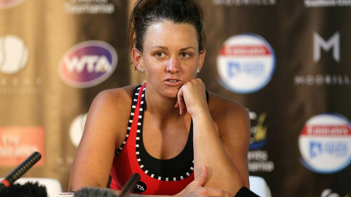 NO CONCERNS: Casey Dellacqua speaks to the media at the Hobart International on Thursday.  Picture: Getty Images