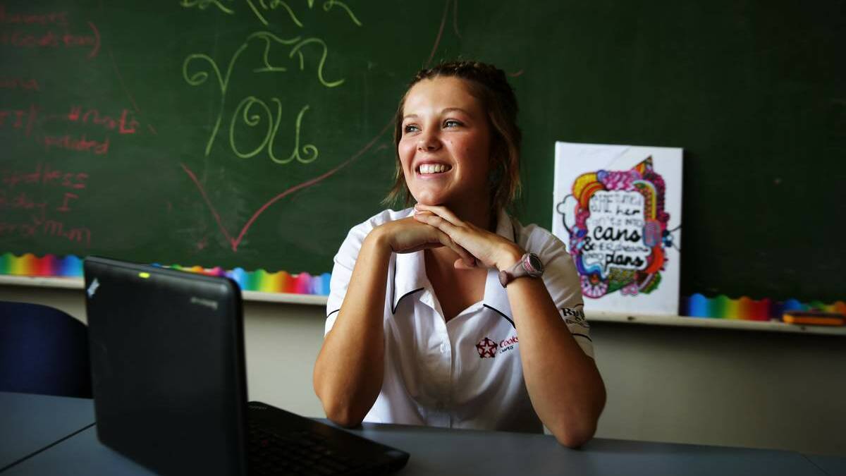 PIONEER STUDENT: Rhiannon Muddle in class at Cooks Hill Campus on Tuesday.  Picture: Peter Stoop