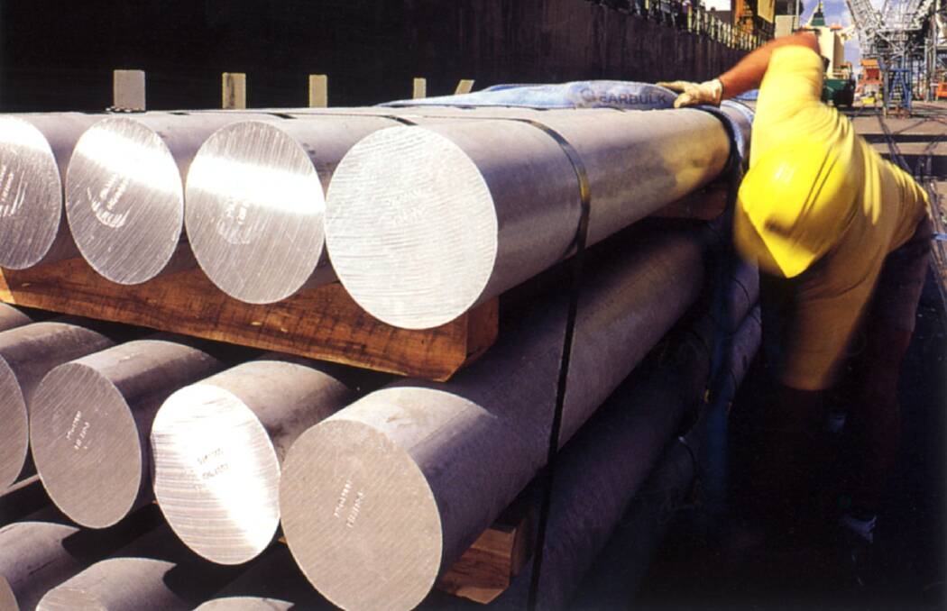Gove Aluminium (70% CSR) value added billets from Tomago aluminium smelter being shipped to Japan. Picture: Suppliws