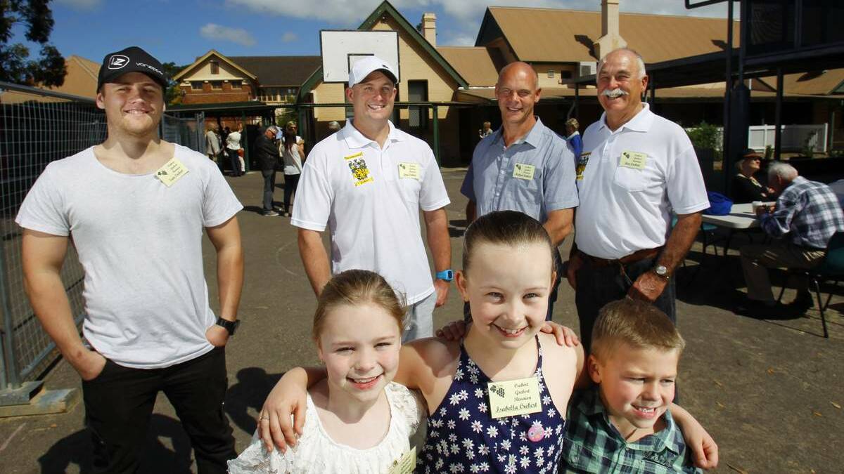 FAMILY TIES: Descendants of one of the Hunter’s original winemaking families,  front row: Chloe, Isabella and Connor Crebert. Back row: Sam, Greg, Mick and Ron Crebert.  Picture: Max Mason-Hubers