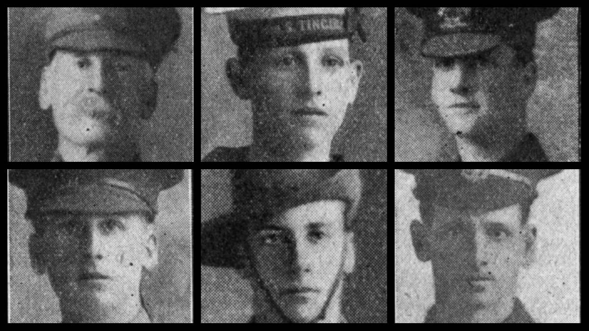The fighting Prince family of Mayfield: Top, from left, Thomas Philip Prince, Frederick George Prince, Henry Russell Prince; bottom from left, William Herbert Prince, Thomas Henry Prince, Charles William Prince.