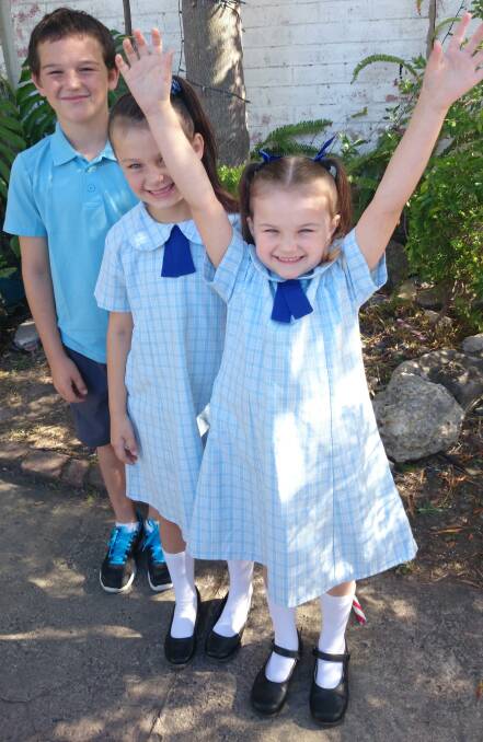 Izac - year 5, Jessika - year 1 and Chloe-first day of kindergarten, all attending Belmont Public School.