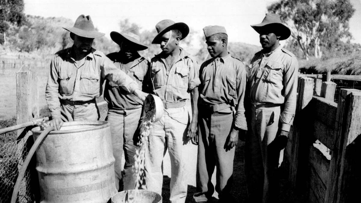 WAR ROLE: Aborigines serving in the army in Alice Springs in 1943. 
