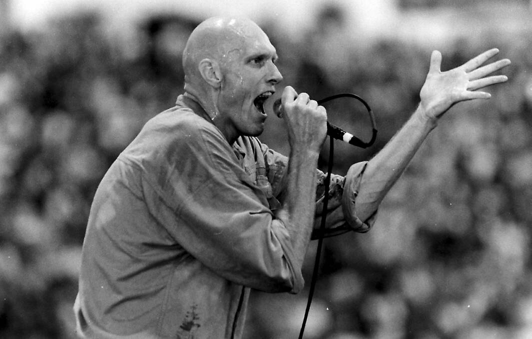 Midnight Oil performed at the Rescan benefit concert. Picture: Peter Stoop