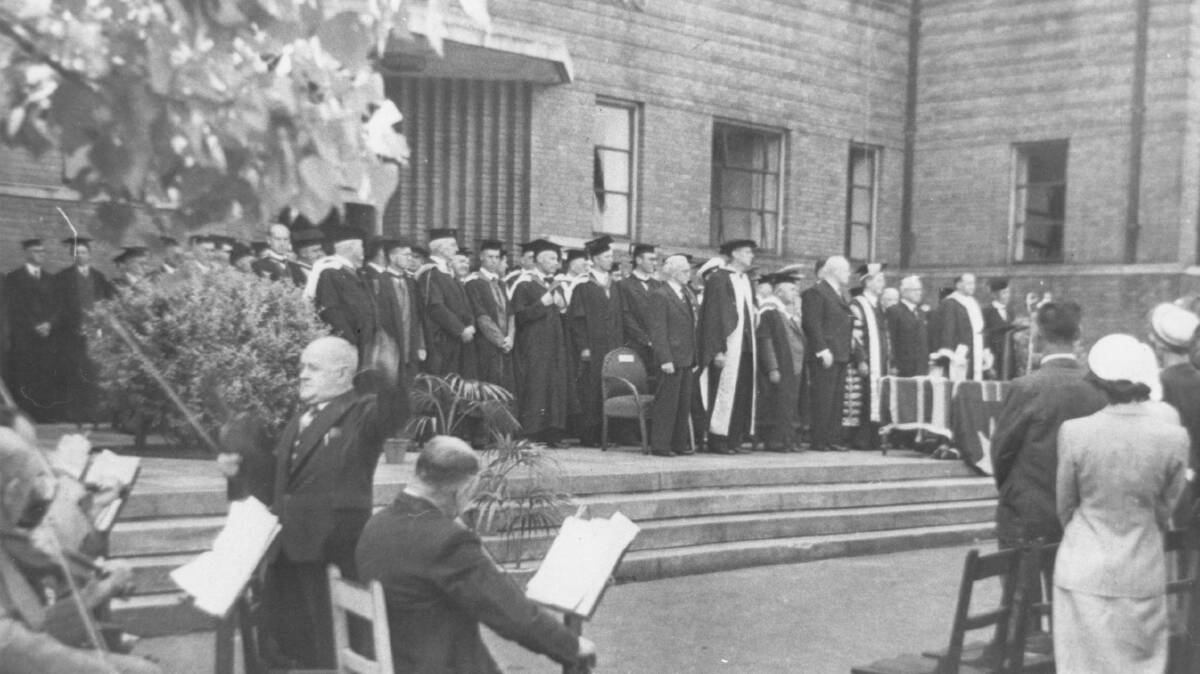 A graduation ceremony in the 1960s. 
