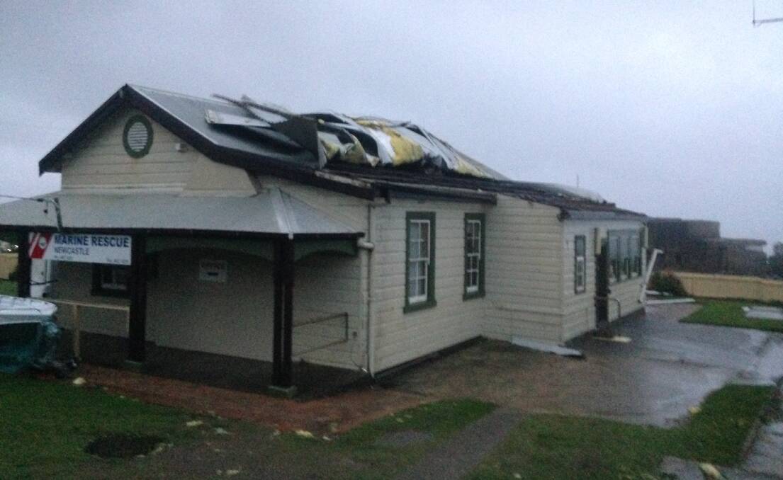 Storm damage caused to heritage cottage base of Marine Rescue Newcastle. Picture: Marine Rescue NSW