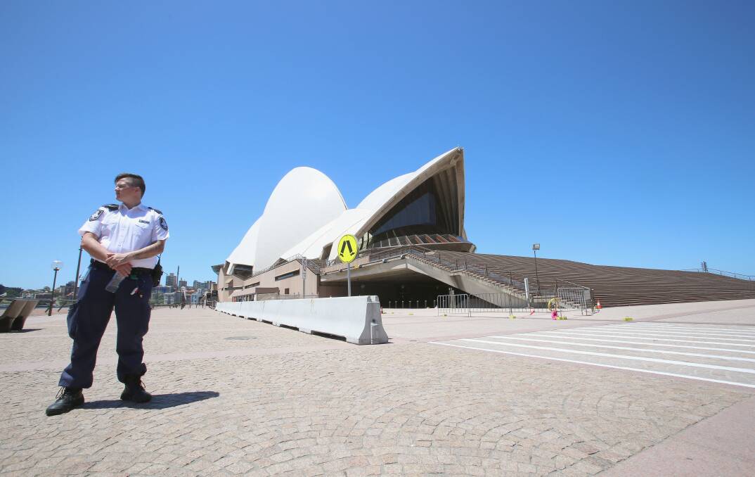The Opera House in lock down. Picture: Cole Bennetts/Fairfax Media