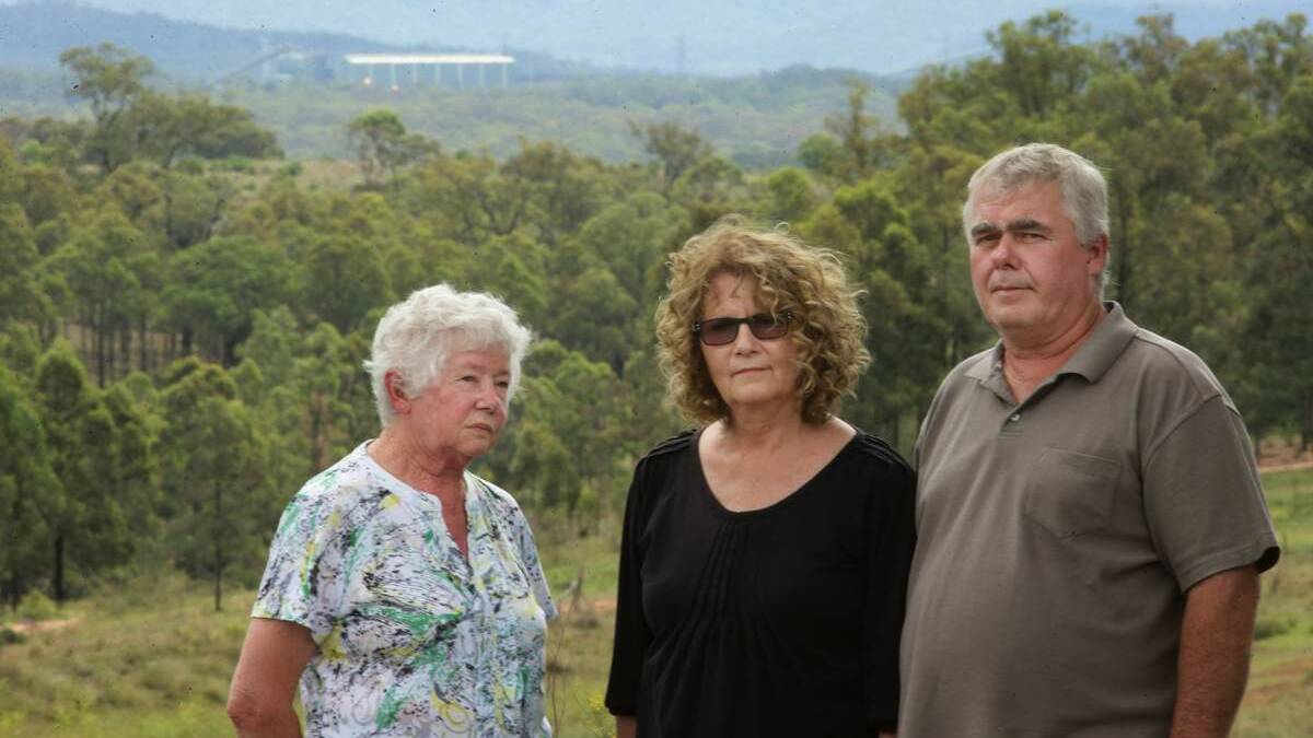 Peter and Julie Brown, right, with Peter's mother June near the Mangoola mine. Picture by Peter Stoop
