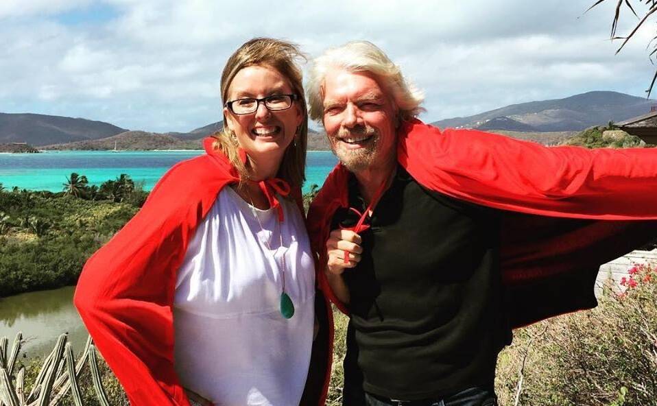 Heidi Pollard with Richard Branson. 