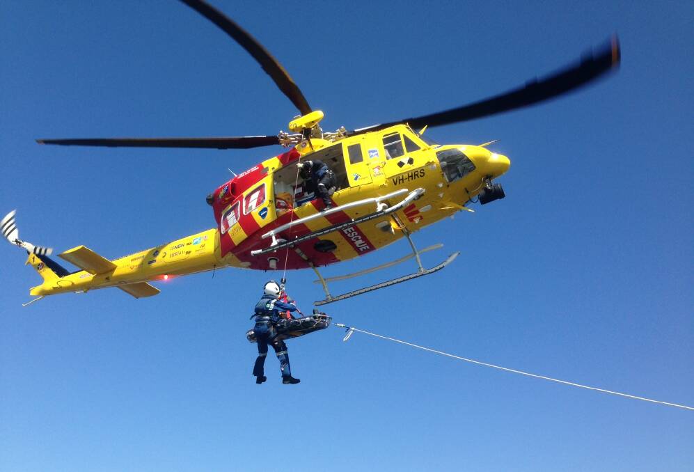 A Westpac Rescue helicopter in action. 