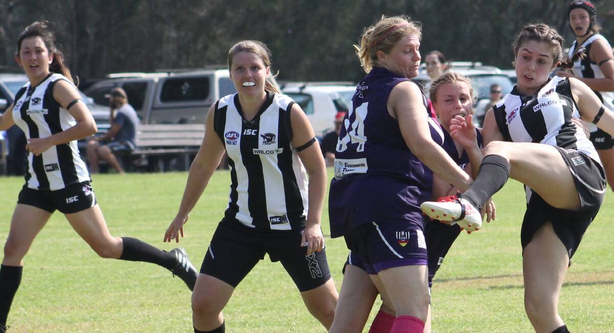 DOUBLE DIGITS: Aleece Williams kicked ten of the Magpies' fourteen goals, and six behinds, as they won by 87 points at Don Small Oval. Picture: Pauly Bluey