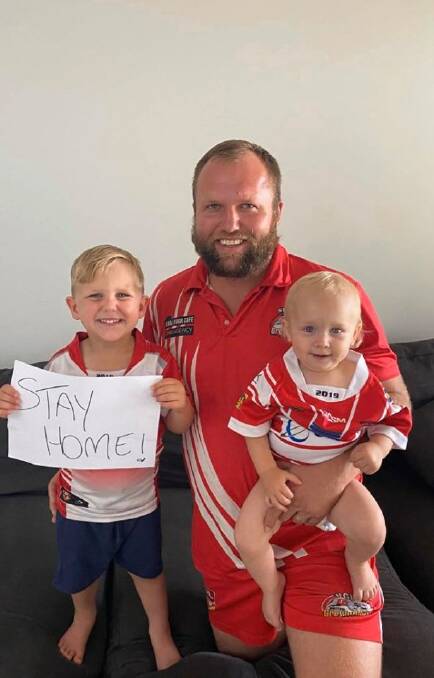 STAY AT HOME: Wise words from Luke Gardner (Singleton Greyhounds) and kids this weekend.