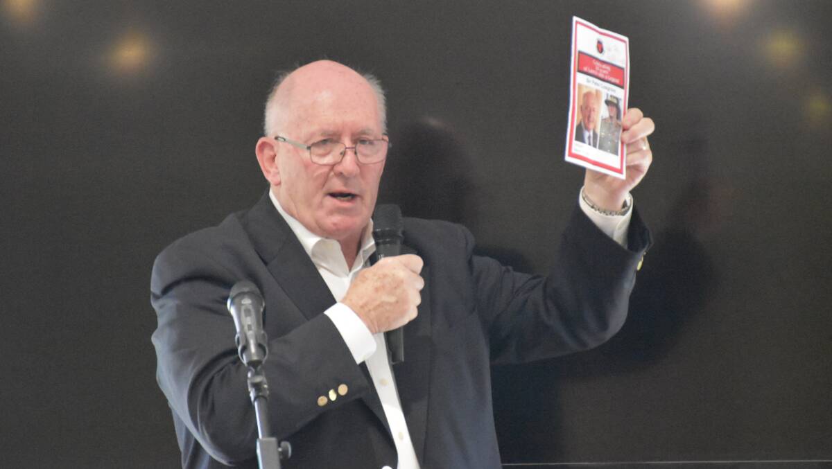 LUNCH WITH A LEGEND: Sir Peter Cosgrove pictured during his visit to the Singleton Rugby Club.