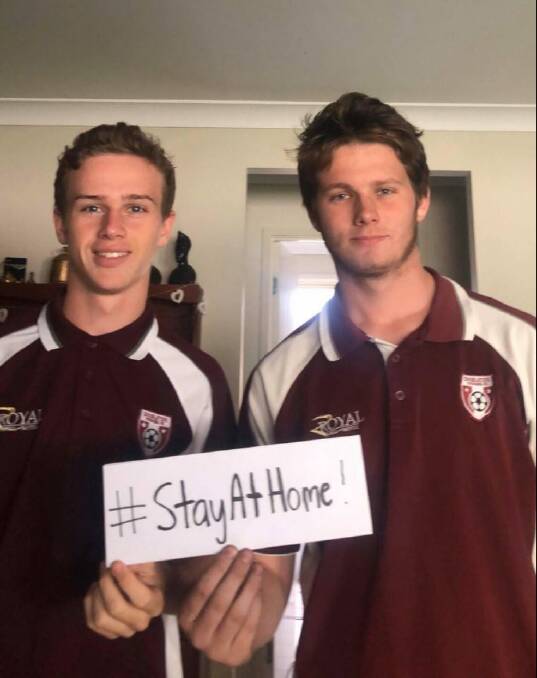 STAY AT HOME: Wise words from brothers Ethan and Connor Garrington (Singleton Strikers) this weekend.