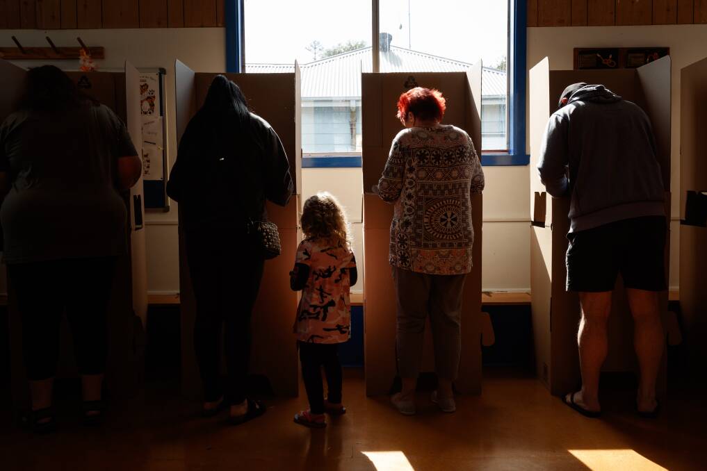Early doors: Pre-poll voters at Belmont before election day this month. Picture: Max Mason-Hubers