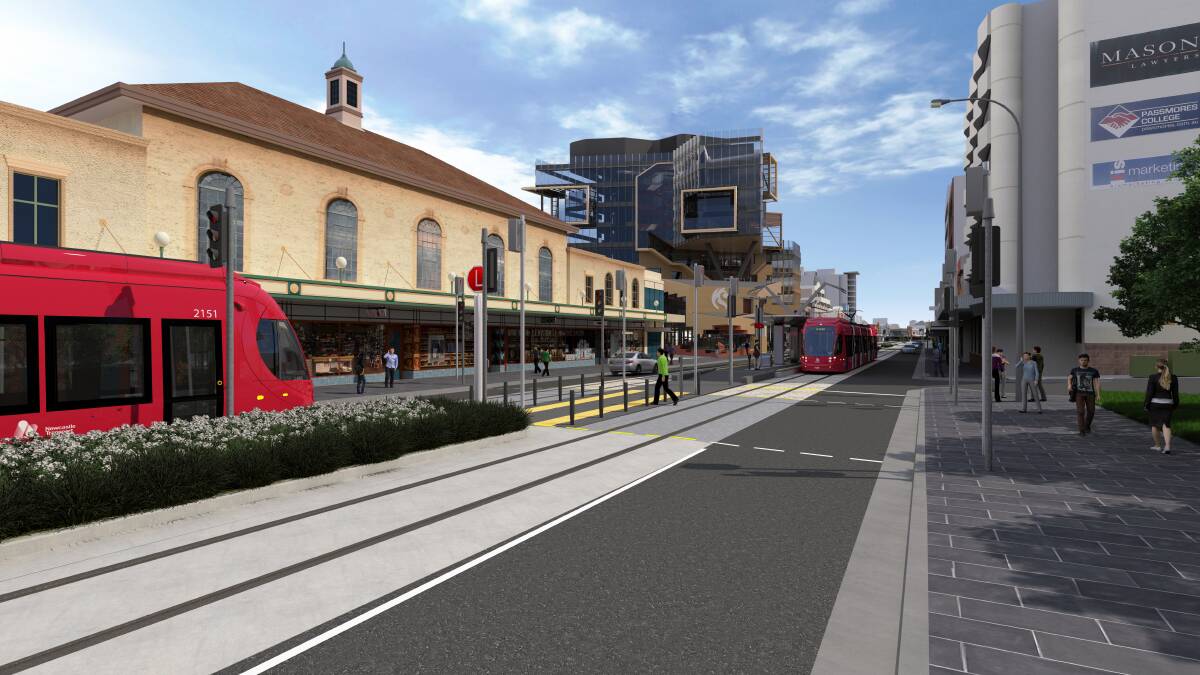 Finished product: Revitalising Newcastle has released new 3D renderings of what the city's completed light rail network is expected to look like.