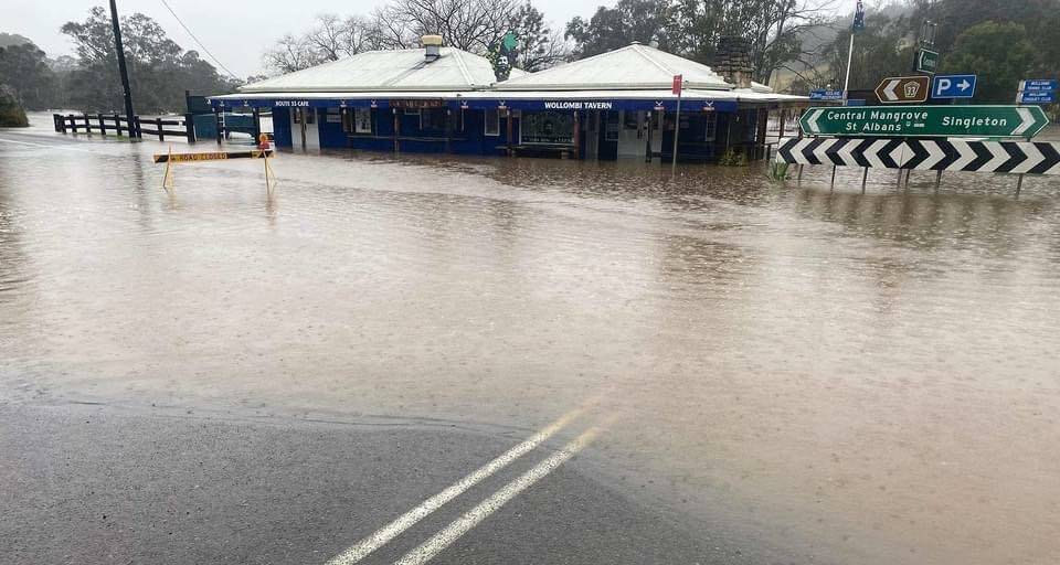 Going under: The Wollombi Tavern at lunchtime on Tuesday. Picture: Supplied