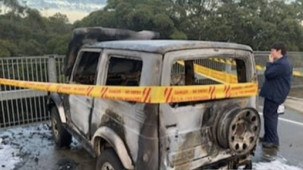A nurse's vehicle was burnt-out in the John Hunter Hospital staff carpark while she was working a night shift last week. Picture: Go Fund Me