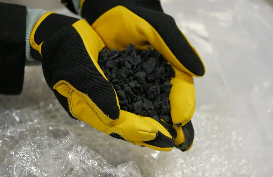 Pellets made from soft plastics that will be used in asphalt production.