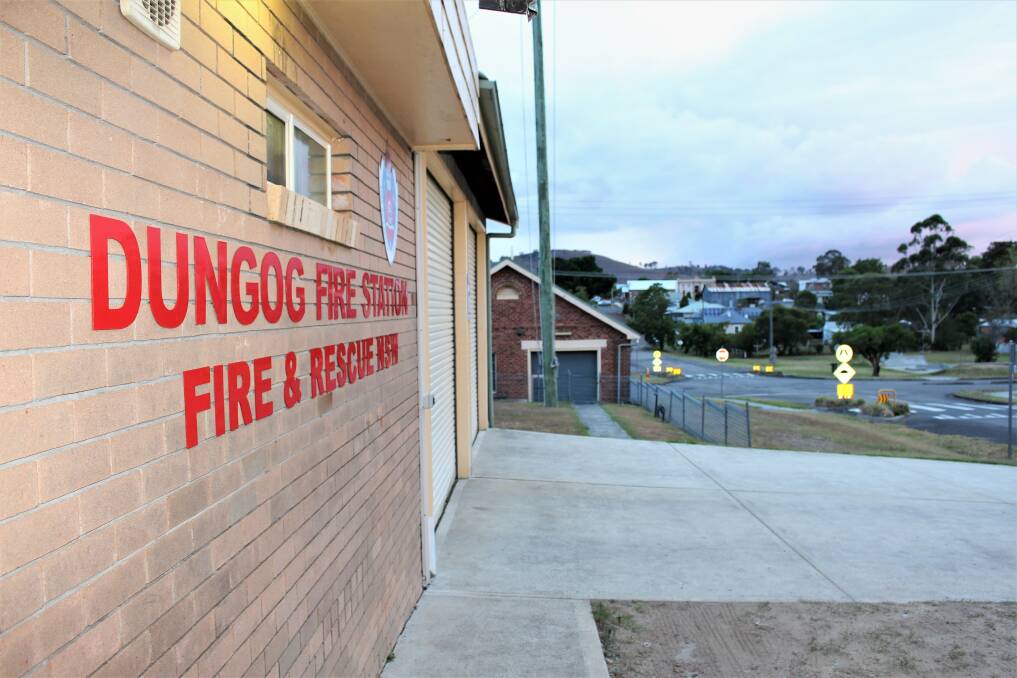 Dungog FRNSW station, with the shed in the background where female firefighters were told to change in and out of their uniforms after a sexual assault allegation against a male member of the station. Picture: Supplied