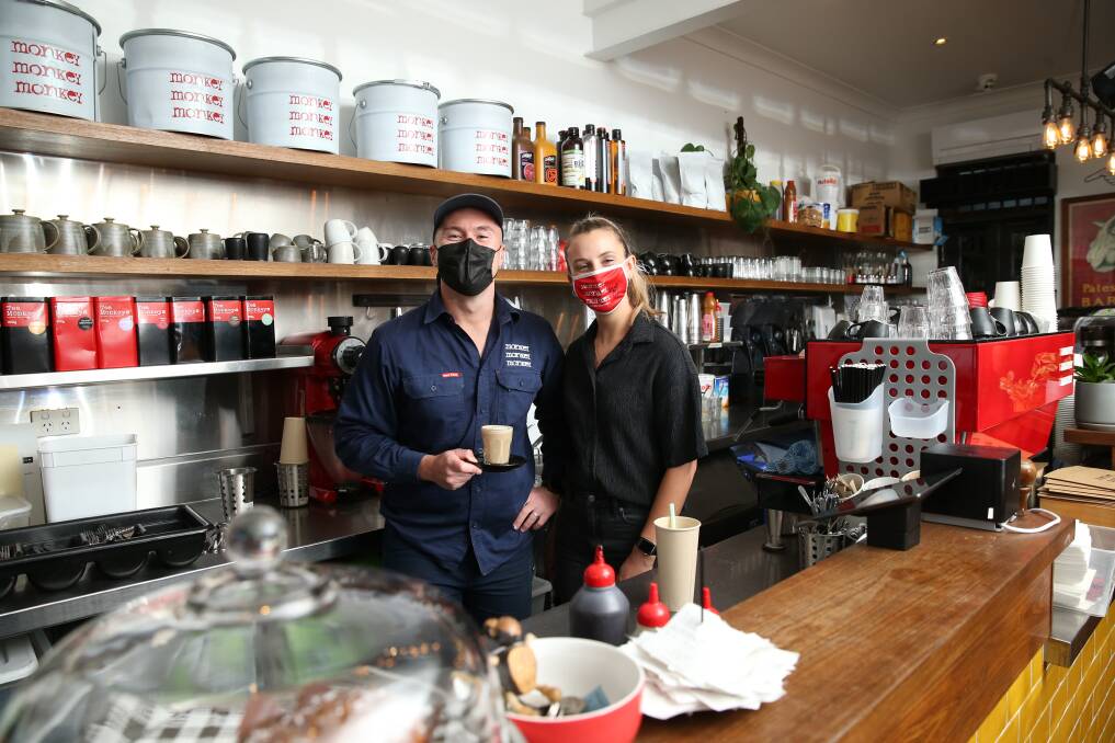 Nic WIlliams and Meg Ceccato at the Darby Street cafe. Picture: Marina Neil