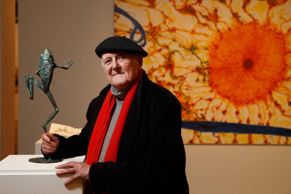 Acclaimed Newcastle-born artist John Olsen has died, aged 95. Olsen is pictured here at Newcastle Art Gallery in 2016. Picture by Max Mason-Hubers