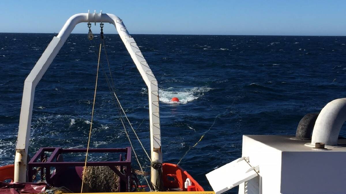 A view from the vessel conducting the seismic testing 30km off the coast of Newcastle.