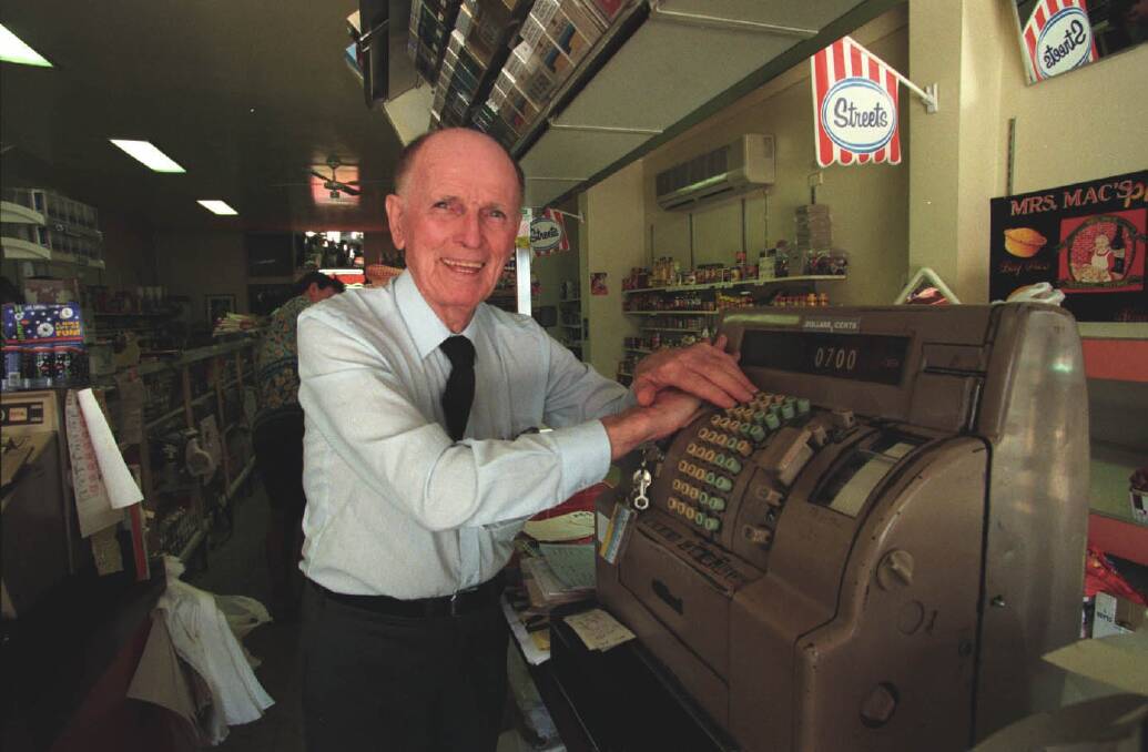 Mr Newbery inside his shop in 1999.