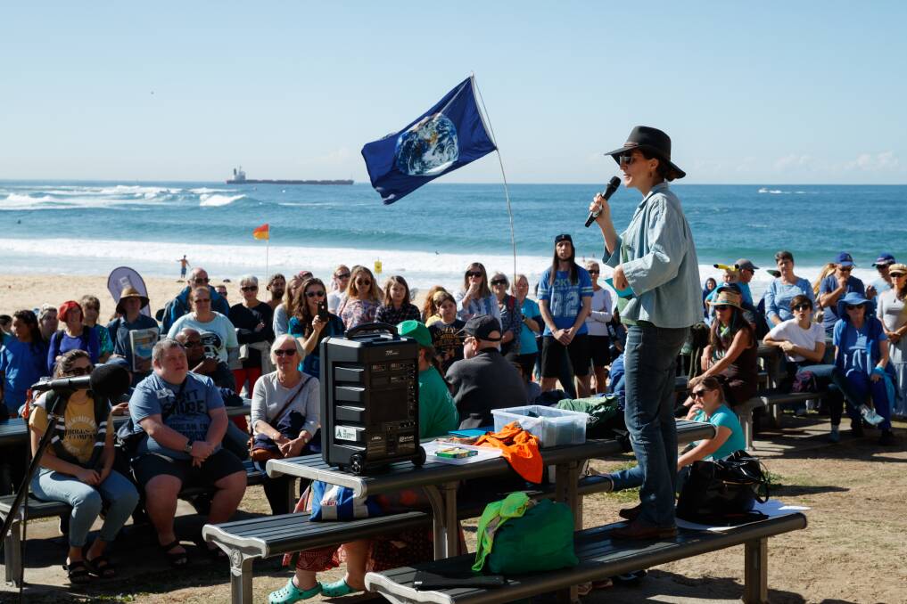 Protesters: A rally at Nobbys beach in 2018 against seismic testing off the coast. Picture: Max Mason-Hubers