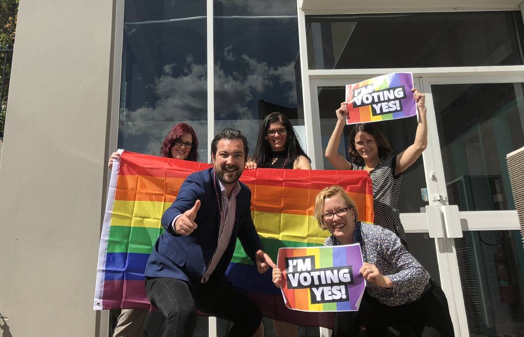 In the spirit: Staff at Monica Clare Recruitment support the 'yes' vote. Picture: Supplied