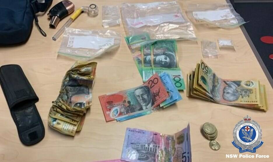 Seized: The items taken from the vehicle at Oyster Cove. Picture: NSW Police