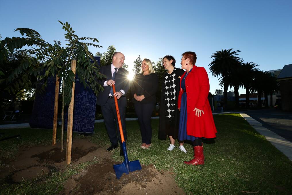 Commissioner Shane Fitzsimmons, lord mayor Nuatali Nelmes, UoN Head of School of Architecture and Built Environment Sue Anne Ware and Newcastle Museum Director Julie Baird. Picture: Jonathan Carroll