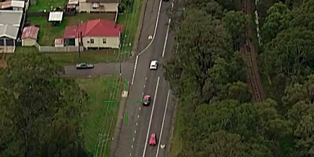 Aerial vision of the wild police pursuit. Picture by NSW Police