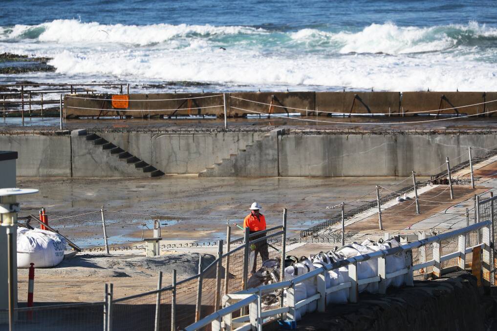 Redevelopment work at Newcastle ocean baths in June, 2023. Picture by Peter Lorimer