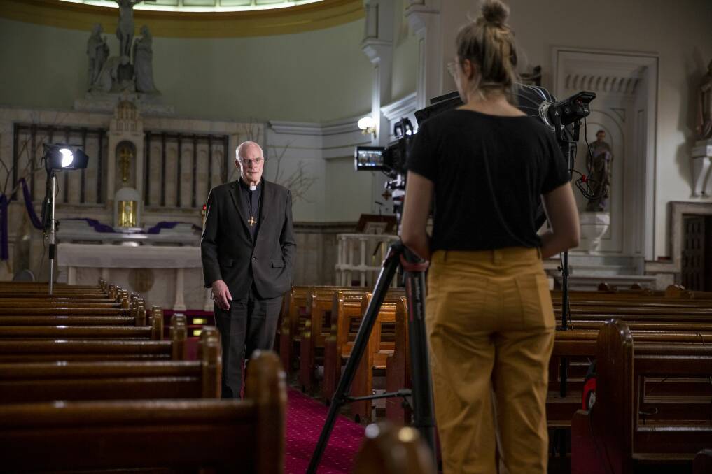 On camera: Catholic Diocese of Maitland-Newcastle's Bishop Bill Wright.