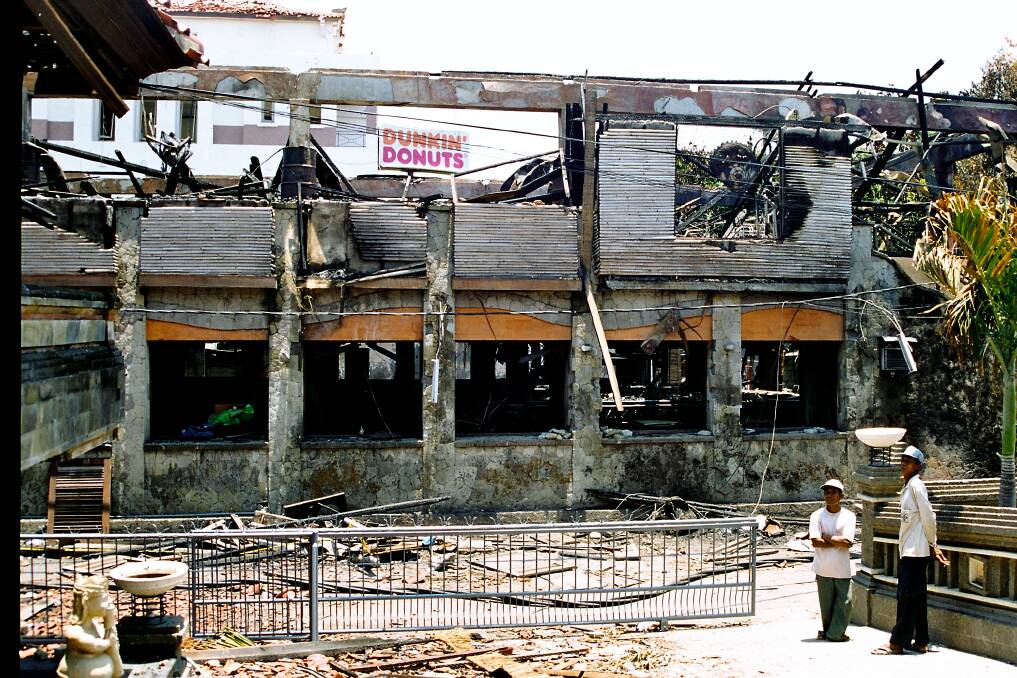 The remnants of Paddy's Bar after the bomb exploded. Picture by Australian Federal Police