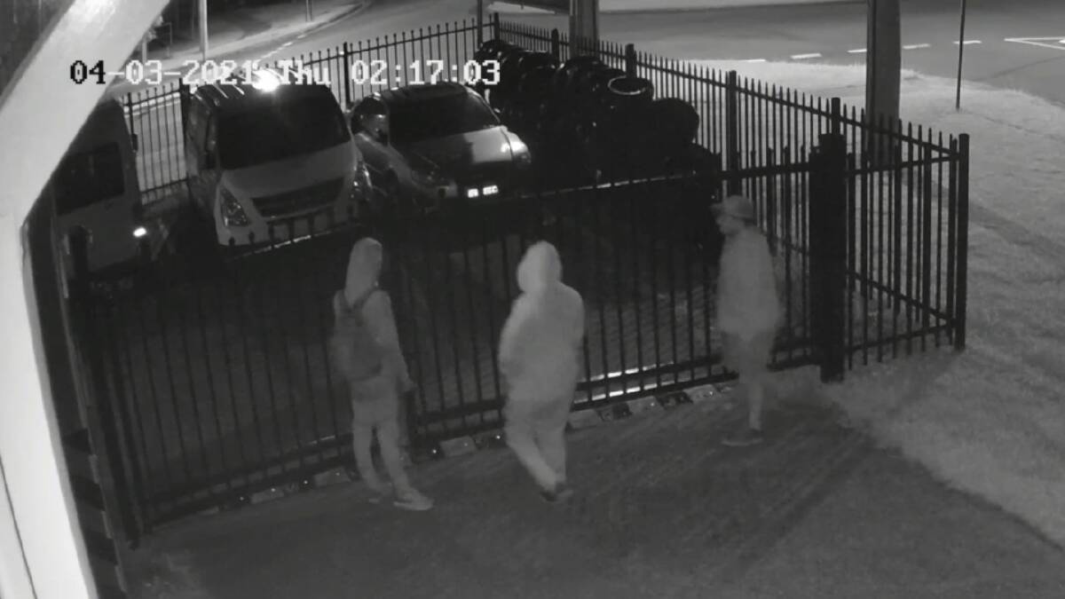 Car yard break-in caught on CCTV: police hunt trio