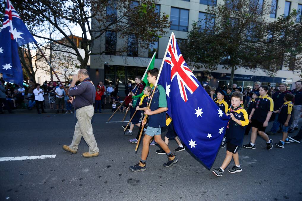 Paying respect: The Anzac Day march in Newcastle in 2019. 