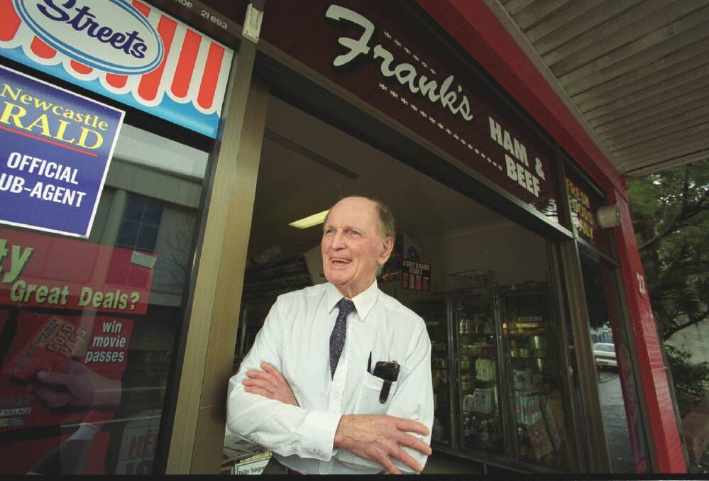 Grocer Frank Newbery outside his Union Street shop in 1999, which he operated from 1949 until he was killed in 2007.