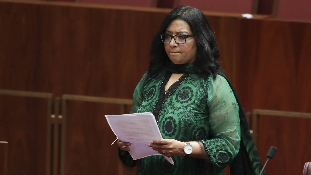Greens Senator Mehreen Faruqi in the Senate last year. Picture: Alex Ellinghausen
