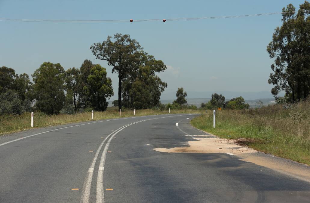 Tragic scene: The stretch of road where Sunday's triple fatal crash took place. Picture: Simone De Peak