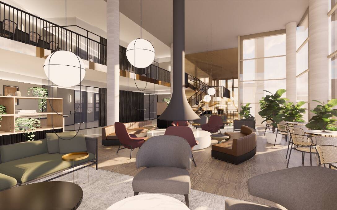 An artist's impression of the lounge at the Little National Hotel.