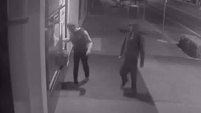 The two men police want to speak with in relation to malicious damage at East Maitland. Picture: NSW Police