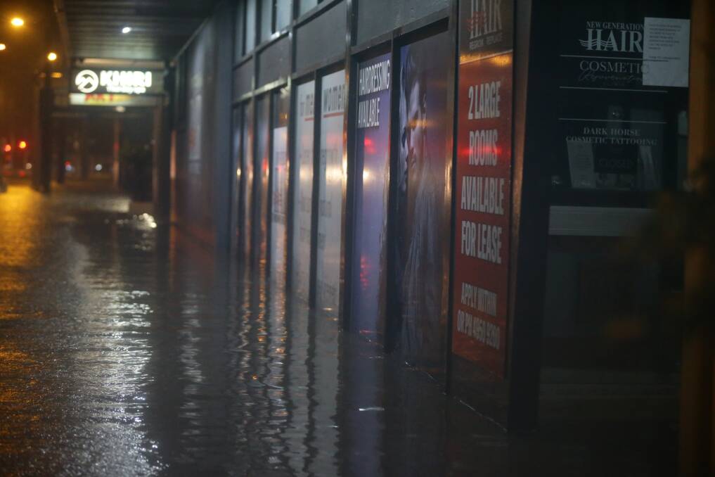 Sodden: Flood water near McDonald Jones Stadium. Picture: Jonathan Carroll