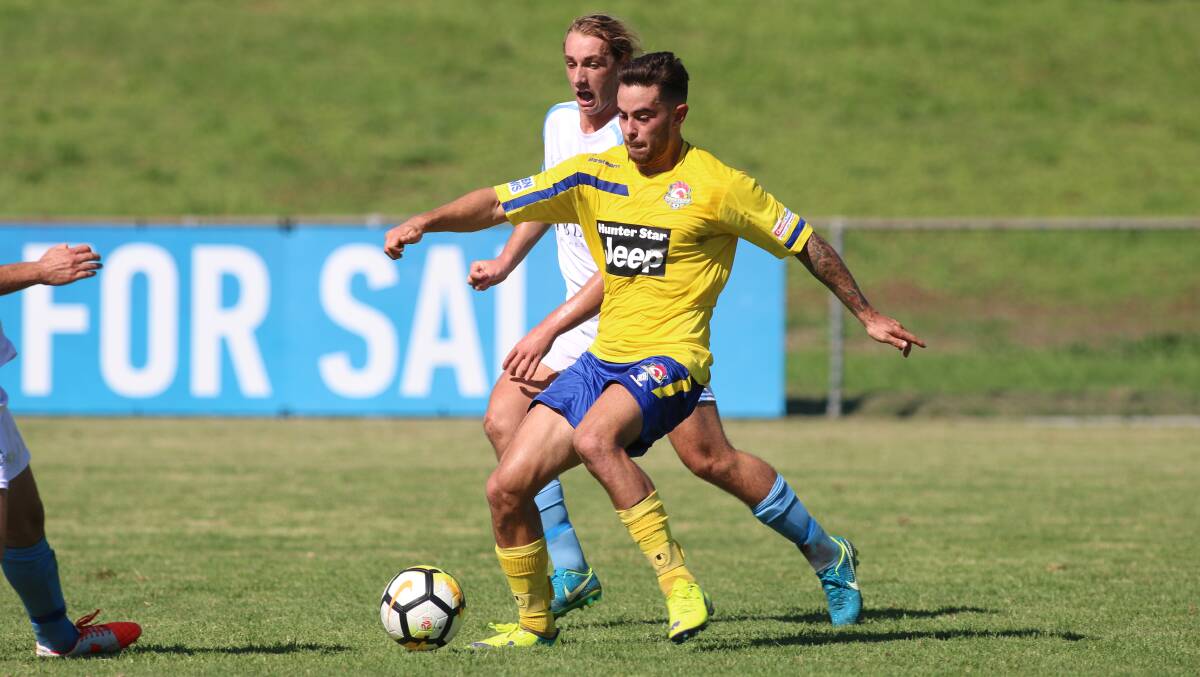 Cameron Holzheimer in action in the Northern NSW National Premier League for Lake Macquarie City FC only weeks before the coward punch.