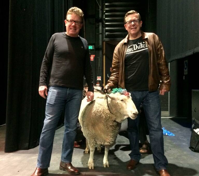 Star-struck: Louie the Sheep meets Scottish duo The Proclaimers. Picture: Shiny King